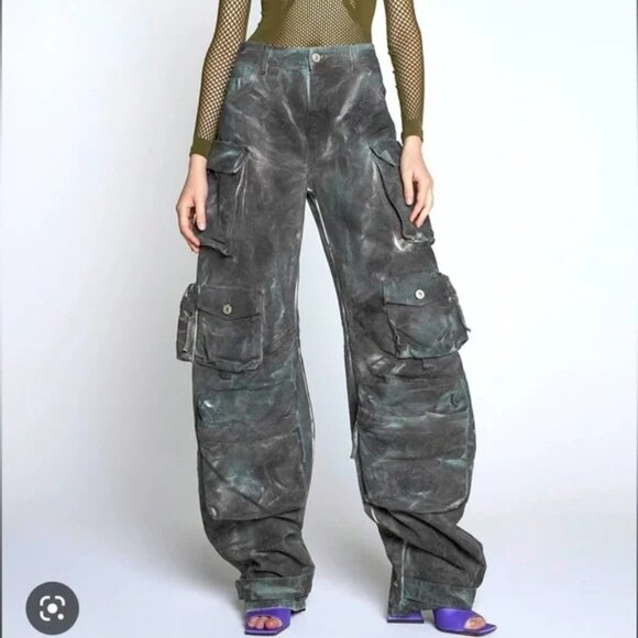 The Attico Fern Oversized Denim Cargo Pants 27 - Picture 1 of 16